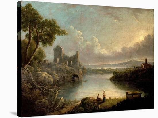 River Scene with Sea and Classical Ruins-Richard Wilson-Stretched Canvas