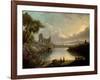 River Scene with Sea and Classical Ruins-Richard Wilson-Framed Giclee Print