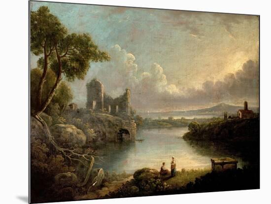 River Scene with Sea and Classical Ruins-Richard Wilson-Mounted Giclee Print