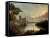 River Scene with Sea and Classical Ruins-Richard Wilson-Framed Stretched Canvas