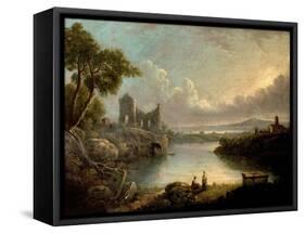 River Scene with Sea and Classical Ruins-Richard Wilson-Framed Stretched Canvas