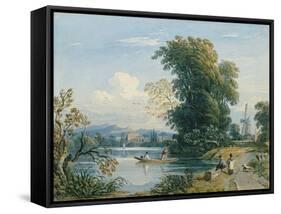 River Scene-John Varley-Framed Stretched Canvas