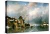 River scenery in winter with skaters-Charles Henri Joseph Leickert-Stretched Canvas