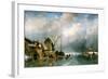 River scenery in winter with skaters-Charles Henri Joseph Leickert-Framed Giclee Print