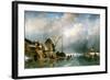 River scenery in winter with skaters-Charles Henri Joseph Leickert-Framed Giclee Print