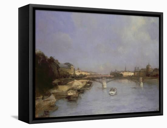 River Seine, Paris (Oil on Canvas)-Antoine Vollon-Framed Stretched Canvas