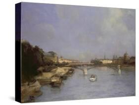 River Seine, Paris (Oil on Canvas)-Antoine Vollon-Stretched Canvas