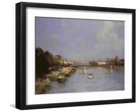 River Seine, Paris (Oil on Canvas)-Antoine Vollon-Framed Giclee Print