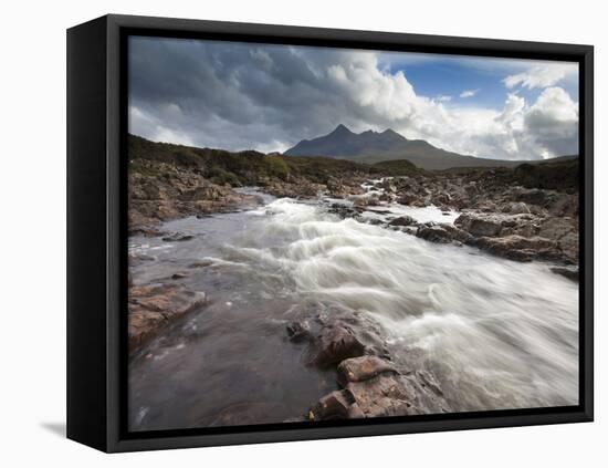 River Sligachan Tumbling over Rocks with Sgurr Nan Gillean in Distance, Glen Sligachan, Isle of Sky-Lee Frost-Framed Stretched Canvas