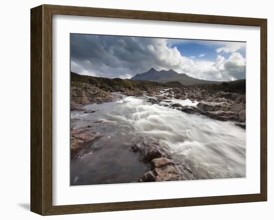 River Sligachan Tumbling over Rocks with Sgurr Nan Gillean in Distance, Glen Sligachan, Isle of Sky-Lee Frost-Framed Photographic Print