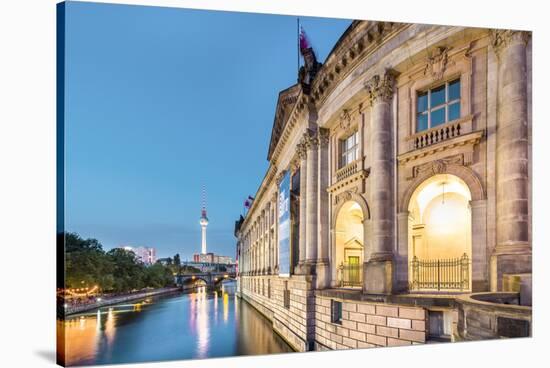 River Spree, Bode Museum and TV tower, Museum Island, Berlin, Germany-Sabine Lubenow-Stretched Canvas