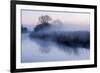 River Stour with Early Morning Mist and Frost, Near Wimborne Minster, Dorset, UK. April 2012-Ross Hoddinott-Framed Photographic Print