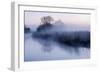 River Stour with Early Morning Mist and Frost, Near Wimborne Minster, Dorset, UK. April 2012-Ross Hoddinott-Framed Photographic Print