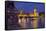 River Thames and Houses of Parliament at Dusk, London, England, United Kingdom, Europe-Frank Fell-Framed Stretched Canvas