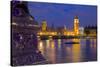 River Thames and Houses of Parliament at Dusk, London, England, United Kingdom, Europe-Frank Fell-Stretched Canvas