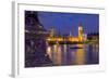 River Thames and Houses of Parliament at Dusk, London, England, United Kingdom, Europe-Frank Fell-Framed Photographic Print