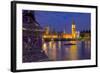 River Thames and Houses of Parliament at Dusk, London, England, United Kingdom, Europe-Frank Fell-Framed Photographic Print