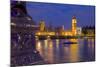 River Thames and Houses of Parliament at Dusk, London, England, United Kingdom, Europe-Frank Fell-Mounted Photographic Print