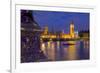 River Thames and Houses of Parliament at Dusk, London, England, United Kingdom, Europe-Frank Fell-Framed Photographic Print