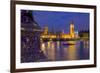 River Thames and Houses of Parliament at Dusk, London, England, United Kingdom, Europe-Frank Fell-Framed Photographic Print