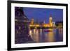 River Thames and Houses of Parliament at Dusk, London, England, United Kingdom, Europe-Frank Fell-Framed Photographic Print