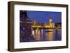 River Thames and Houses of Parliament at Dusk, London, England, United Kingdom, Europe-Frank Fell-Framed Photographic Print