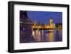 River Thames and Houses of Parliament at Dusk, London, England, United Kingdom, Europe-Frank Fell-Framed Photographic Print