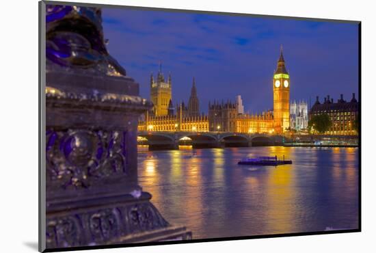 River Thames and Houses of Parliament at Dusk, London, England, United Kingdom, Europe-Frank Fell-Mounted Photographic Print