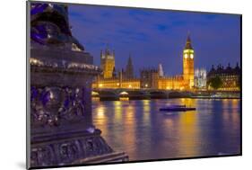 River Thames and Houses of Parliament at Dusk, London, England, United Kingdom, Europe-Frank Fell-Mounted Photographic Print