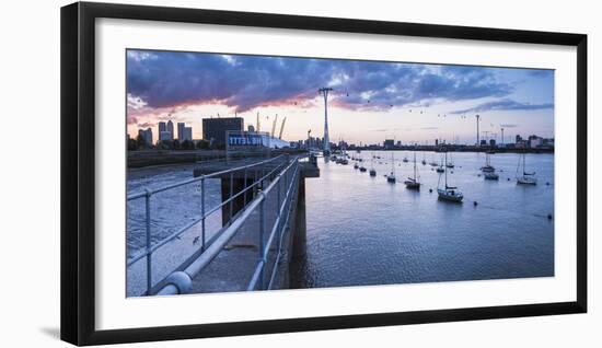 River Thames at Sunset and the Emirates Air Line Cable Car, East London, England-Matthew Williams-Ellis-Framed Photographic Print