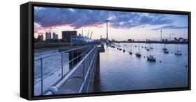 River Thames at Sunset and the Emirates Air Line Cable Car, East London, England-Matthew Williams-Ellis-Framed Stretched Canvas