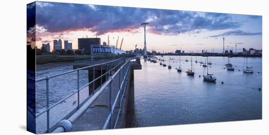 River Thames at Sunset and the Emirates Air Line Cable Car, East London, England-Matthew Williams-Ellis-Stretched Canvas