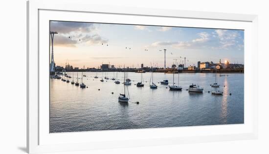 River Thames at Sunset and the Emirates Air Line Cable Car, East London, England-Matthew Williams-Ellis-Framed Photographic Print