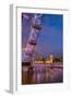 River Thames, Houses of Parliament and London Eye at Dusk, London, England, United Kingdom, Europe-Frank Fell-Framed Photographic Print