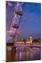 River Thames, Houses of Parliament and London Eye at Dusk, London, England, United Kingdom, Europe-Frank Fell-Mounted Photographic Print