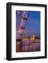 River Thames, Houses of Parliament and London Eye at Dusk, London, England, United Kingdom, Europe-Frank Fell-Framed Photographic Print