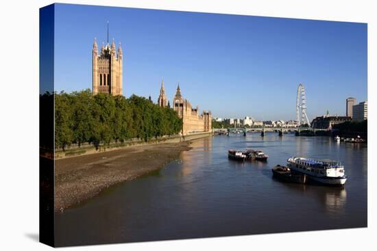 River Thames, Houses of Parliament and the London Eye, London-Peter Thompson-Stretched Canvas