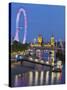 River Thames, Hungerford Bridge, Westminster Palace, London Eye, Big Ben-Rainer Mirau-Stretched Canvas