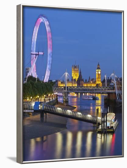 River Thames, Hungerford Bridge, Westminster Palace, London Eye, Big Ben-Rainer Mirau-Framed Photographic Print