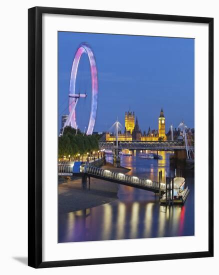 River Thames, Hungerford Bridge, Westminster Palace, London Eye, Big Ben-Rainer Mirau-Framed Photographic Print