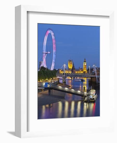 River Thames, Hungerford Bridge, Westminster Palace, London Eye, Big Ben-Rainer Mirau-Framed Photographic Print