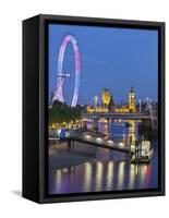 River Thames, Hungerford Bridge, Westminster Palace, London Eye, Big Ben-Rainer Mirau-Framed Stretched Canvas