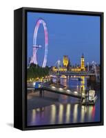 River Thames, Hungerford Bridge, Westminster Palace, London Eye, Big Ben-Rainer Mirau-Framed Stretched Canvas