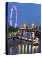 River Thames, Hungerford Bridge, Westminster Palace, London Eye, Big Ben-Rainer Mirau-Stretched Canvas
