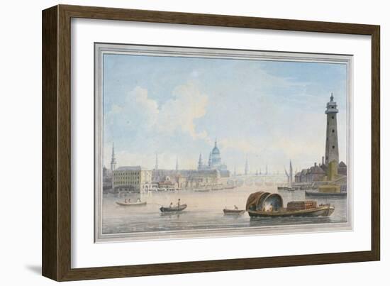 River Thames Looking Towards Blackfriars Bridge, London, 1818-null-Framed Giclee Print