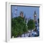 River Thames Shore, in the Evening, Westminster Palace, Big Ben, London Eye-Rainer Mirau-Framed Photographic Print