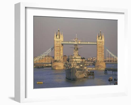 River Thames, Tower Bridge and Hms Belfast, London-Charles Bowman-Framed Photographic Print