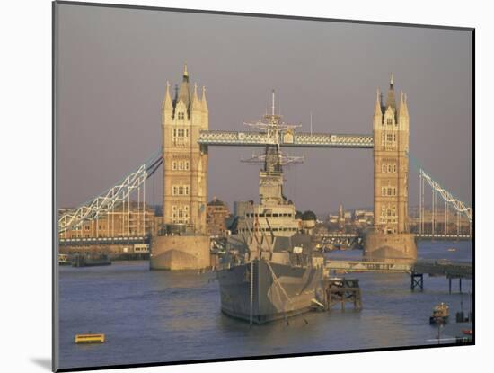 River Thames, Tower Bridge and Hms Belfast, London-Charles Bowman-Mounted Photographic Print