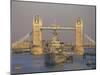 River Thames, Tower Bridge and Hms Belfast, London-Charles Bowman-Mounted Photographic Print