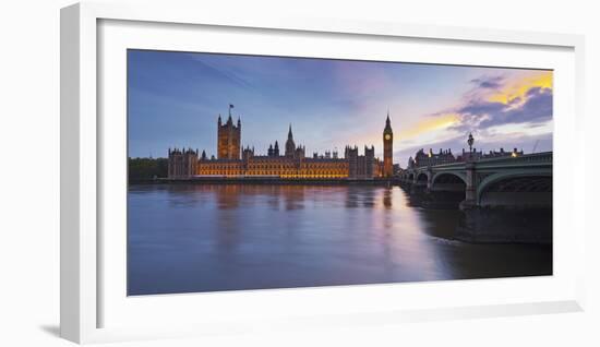 River Thames, Westminster Bridge, Westminster Palace, Big Ben, in the Evening-Rainer Mirau-Framed Photographic Print